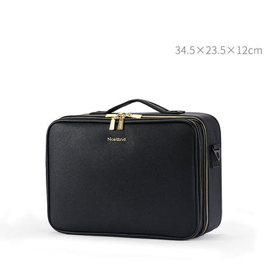 Large Capacity Leather Cosmetic Bag Portable Makeup Artist