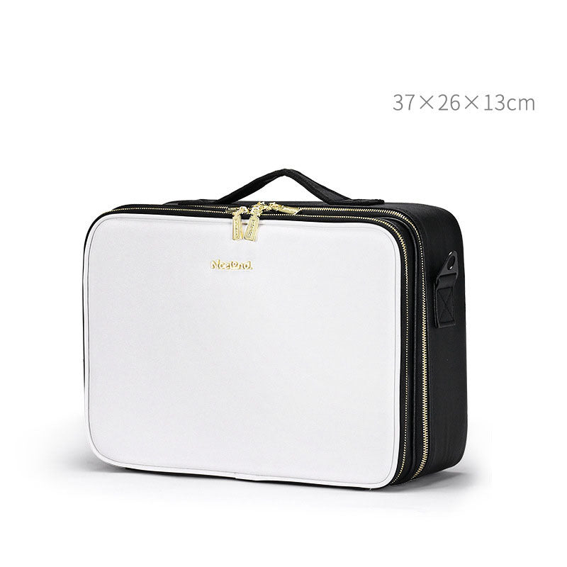 Large Capacity Leather Cosmetic Bag Portable Makeup Artist