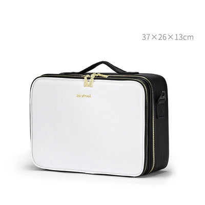 Large Capacity Leather Cosmetic Bag Portable Makeup Artist