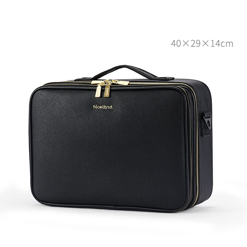 Large Capacity Leather Cosmetic Bag Portable Makeup Artist