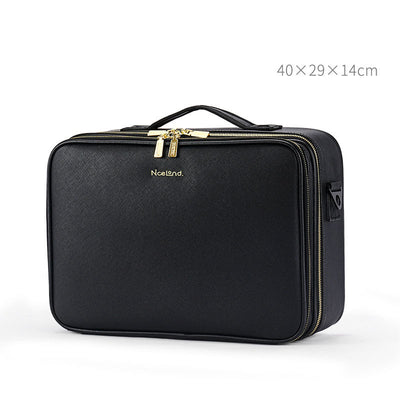 Large Capacity Leather Cosmetic Bag Portable Makeup Artist