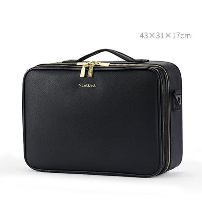 Large Capacity Leather Cosmetic Bag Portable Makeup Artist