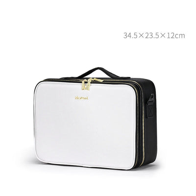Large Capacity Leather Cosmetic Bag Portable Makeup Artist
