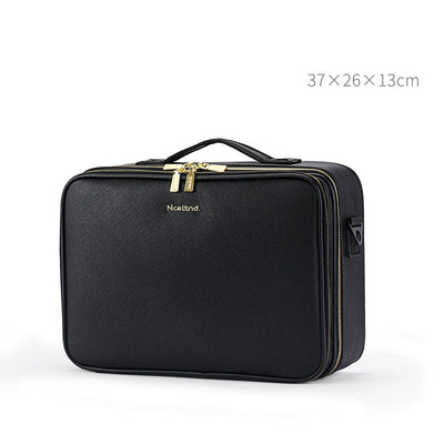 Large Capacity Leather Cosmetic Bag Portable Makeup Artist
